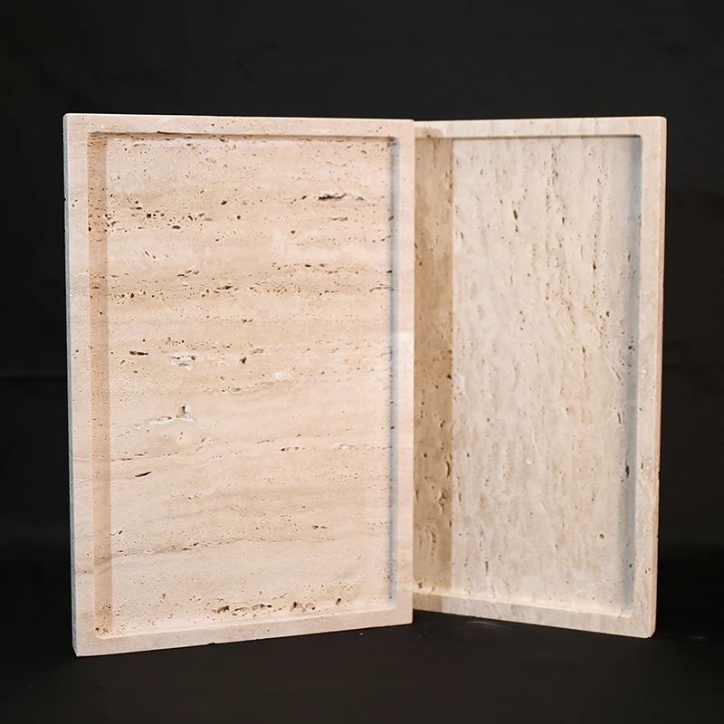 Travertine Tray Oval - Plateau de service ovale carré en