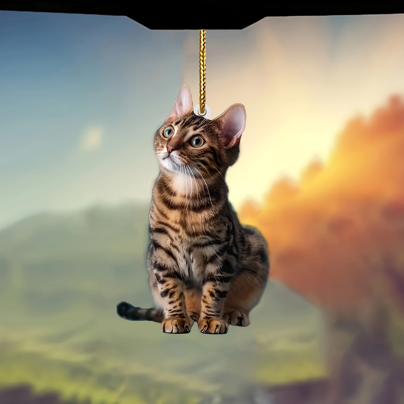 Interior Design Home Decor - Pendentif chat plat 2D en acrylique,