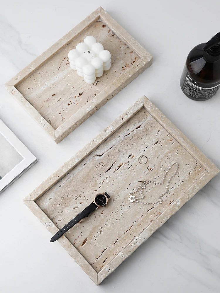 Plateau en marbre minimaliste  - Travertine Tray Oval avis et prix