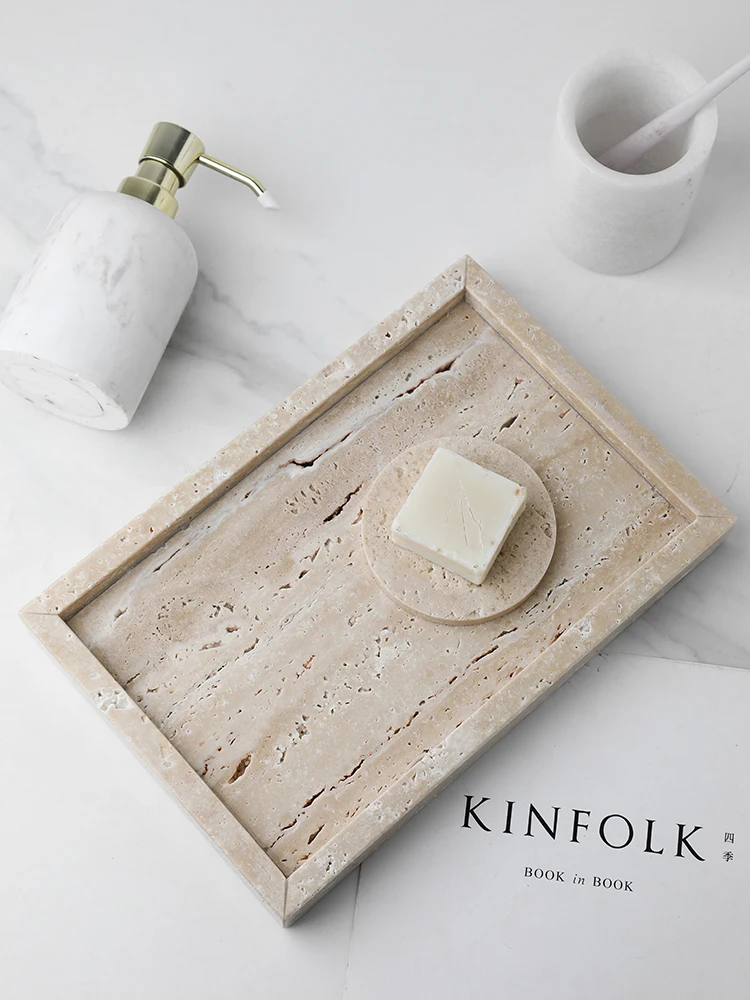 Plateau en marbre minimaliste  - Travertine Tray Oval avis et prix