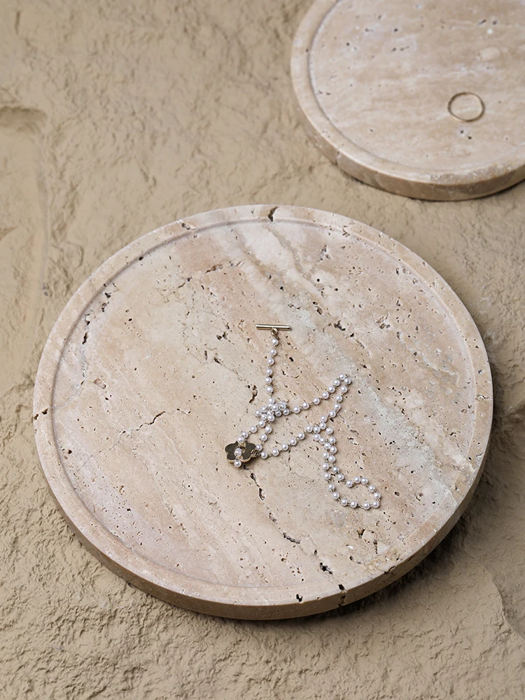 Plateau en marbre minimaliste  - Travertine Tray Oval avis et prix
