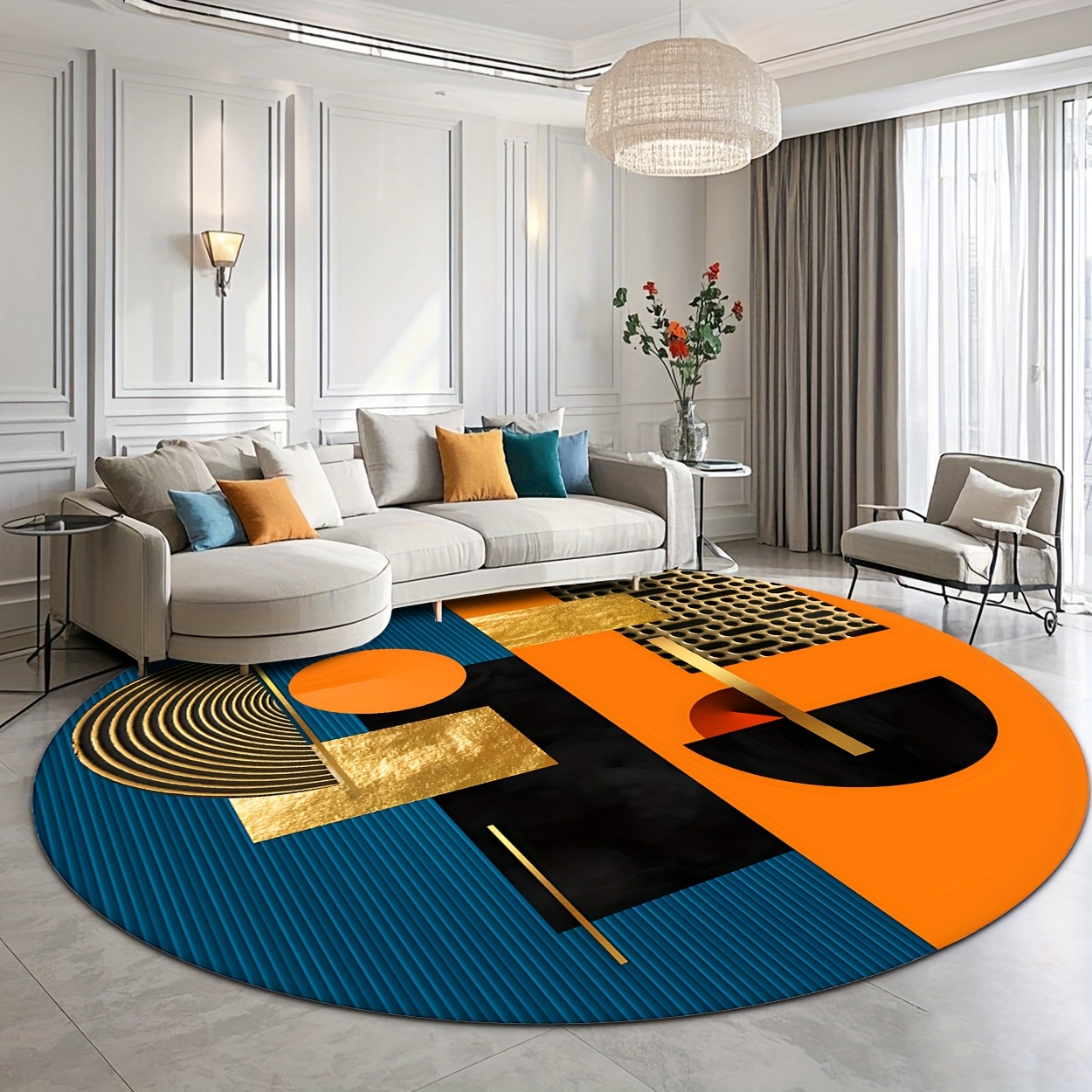 Tapis rond abstrait géométriqu - Interior Design High End avis et prix
