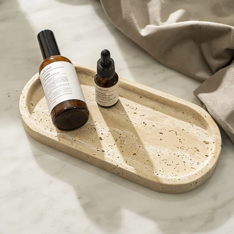 Plateau ovale en pierre traver - Travertine Tray Oval avis et prix