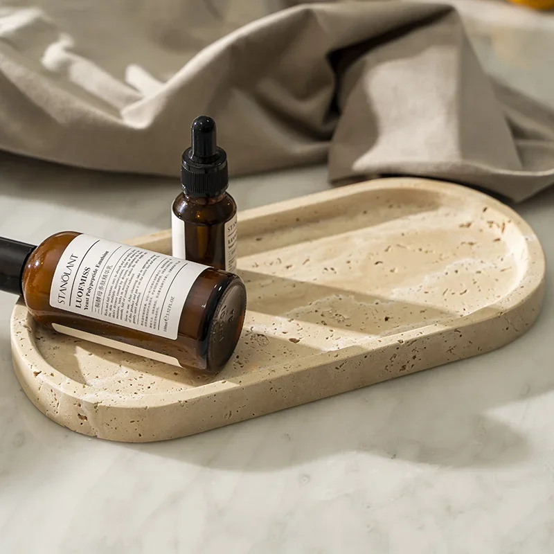 Plateau ovale en pierre traver - Travertine Tray Oval avis et prix